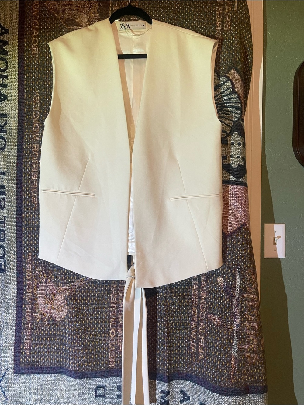 Zara Ivory Sleeveless Tie-Waist Vest